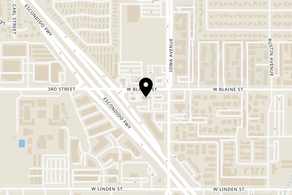 Map showing the location of Yafa | Mediterranean Cuisine on 1320 W Blaine St # D in Riverside